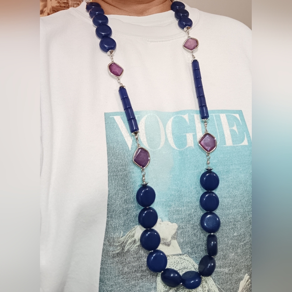 Women’s Blue and Purple Beaded Necklace